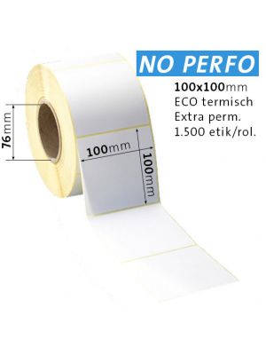 Labels op rol ft. 100 x 100mm Eco thermisch extra permanent - 8 rollen x 1.500 etik/rol - Kern 76mm