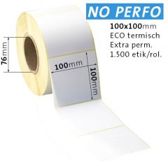 Labels op rol ft. 100 x 100mm Eco thermisch extra permanent - 8 rollen x 1.500 etik/rol - Kern 76mm
