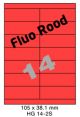 Fluo Rood HG 14-2S - 105x38.1mm