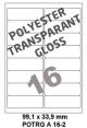 Polyester Transparant Gloss A 16-2 - 99.1x33.9mm