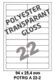 Polyester Transparant Gloss A 22-2 - 94x25 4mm 