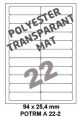 Polyester Transparant Mat A 22-2 - 94x25 4mm 