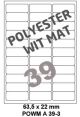Polyester Wit Mat A 39-3 - 63.5x21.2mm