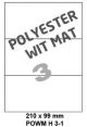 Polyester Wit Mat H 3-1 - 210x99mm  